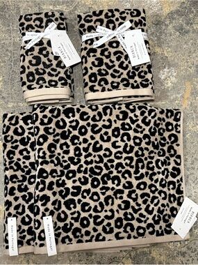 Bianca Portugal Leopard Cheetah Print 6Pc Luxury Bath Towel Set 2Bath 2Hand 2Tip